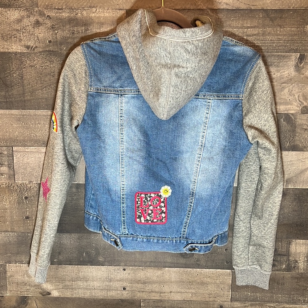 Vigoss Jean/Sweatshirt Patched Hooded Jacket - Picture 4 of 8